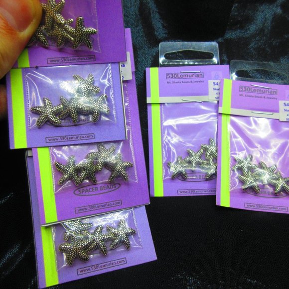 Silver Plated Star Fish Beads 4Pcs In Each Package Lot Of 6 Packages - Picture 3 of 3